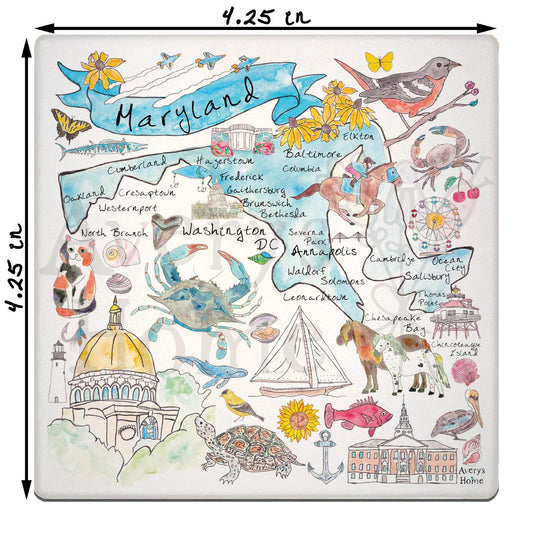 Maryland Map Stone Coaster