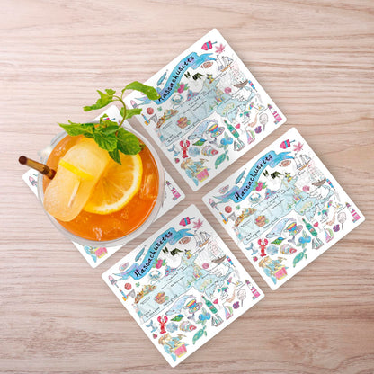 Massachusetts Map Stone Coaster