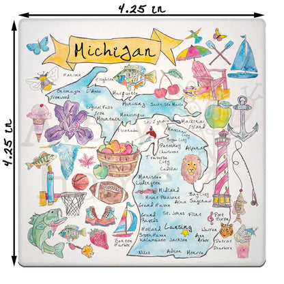 Michigan Map Stone Coaster