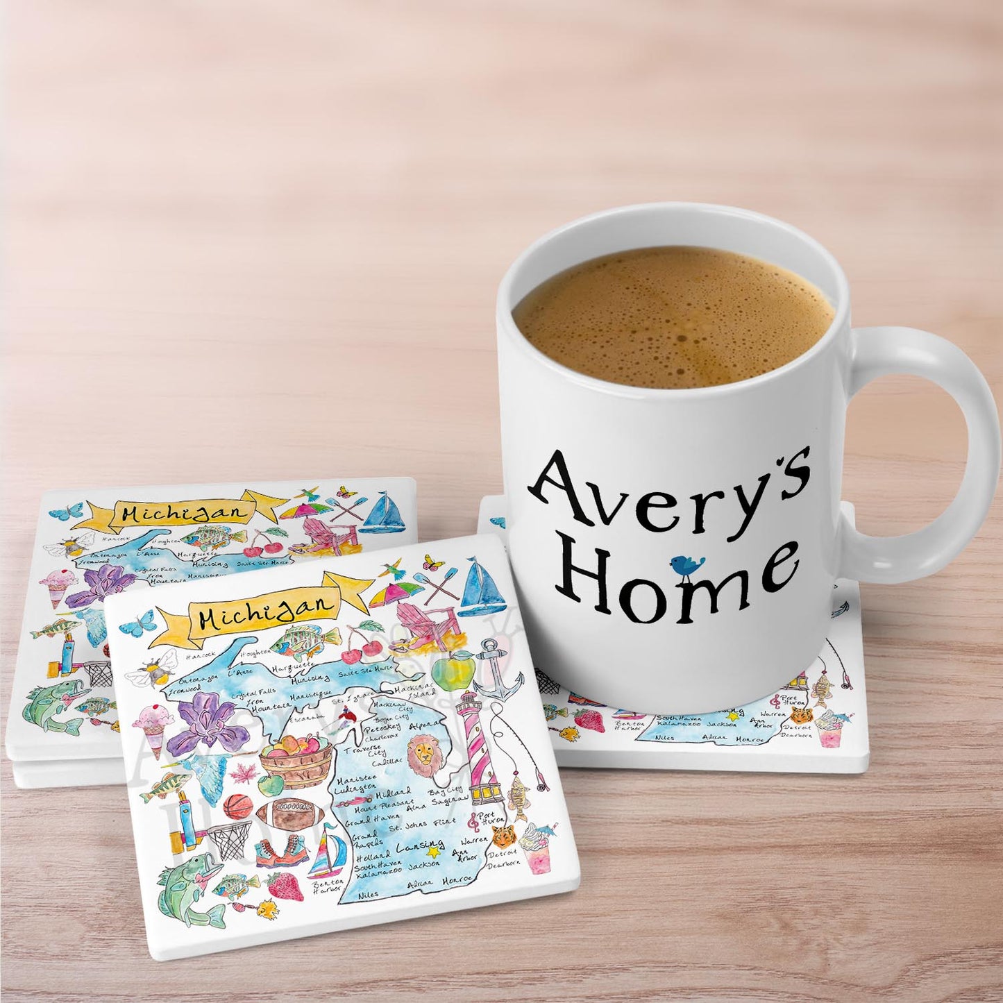 Michigan Map Stone Coaster