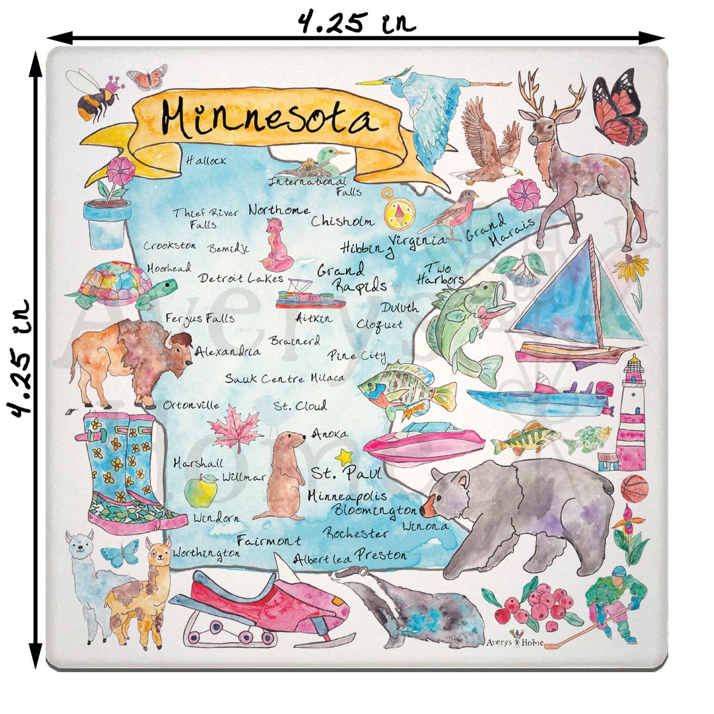 Minnesota Map  Stone Coaster