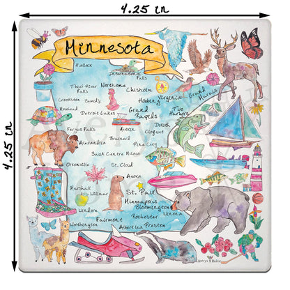 Minnesota Map  Stone Coaster