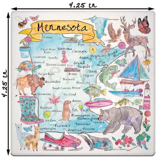 Minnesota Map  Stone Coaster