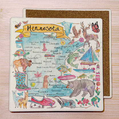 Minnesota Map  Stone Coaster