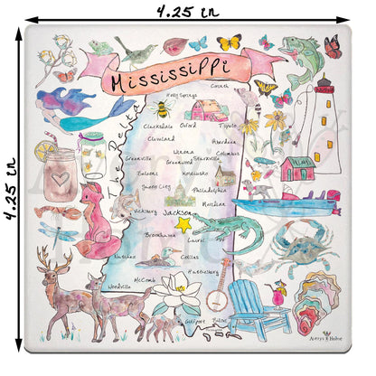 Mississippi Map Stone Coaster