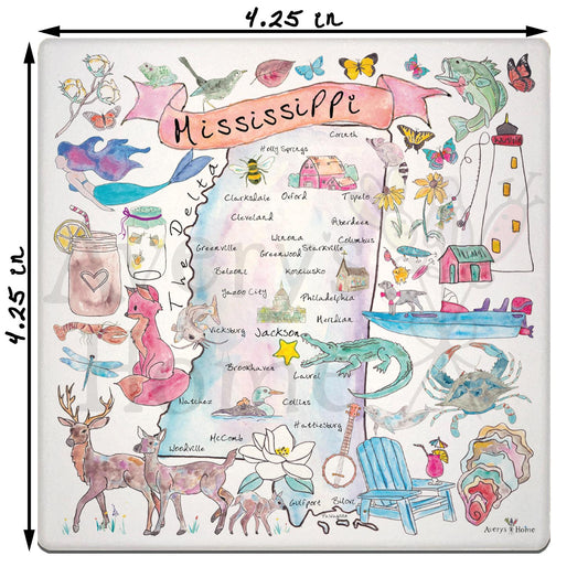 Mississippi Map Stone Coaster