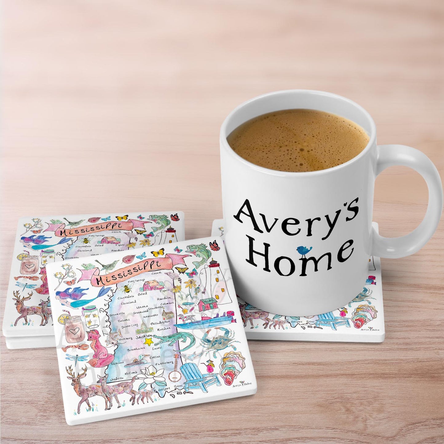 Mississippi Map Stone Coaster