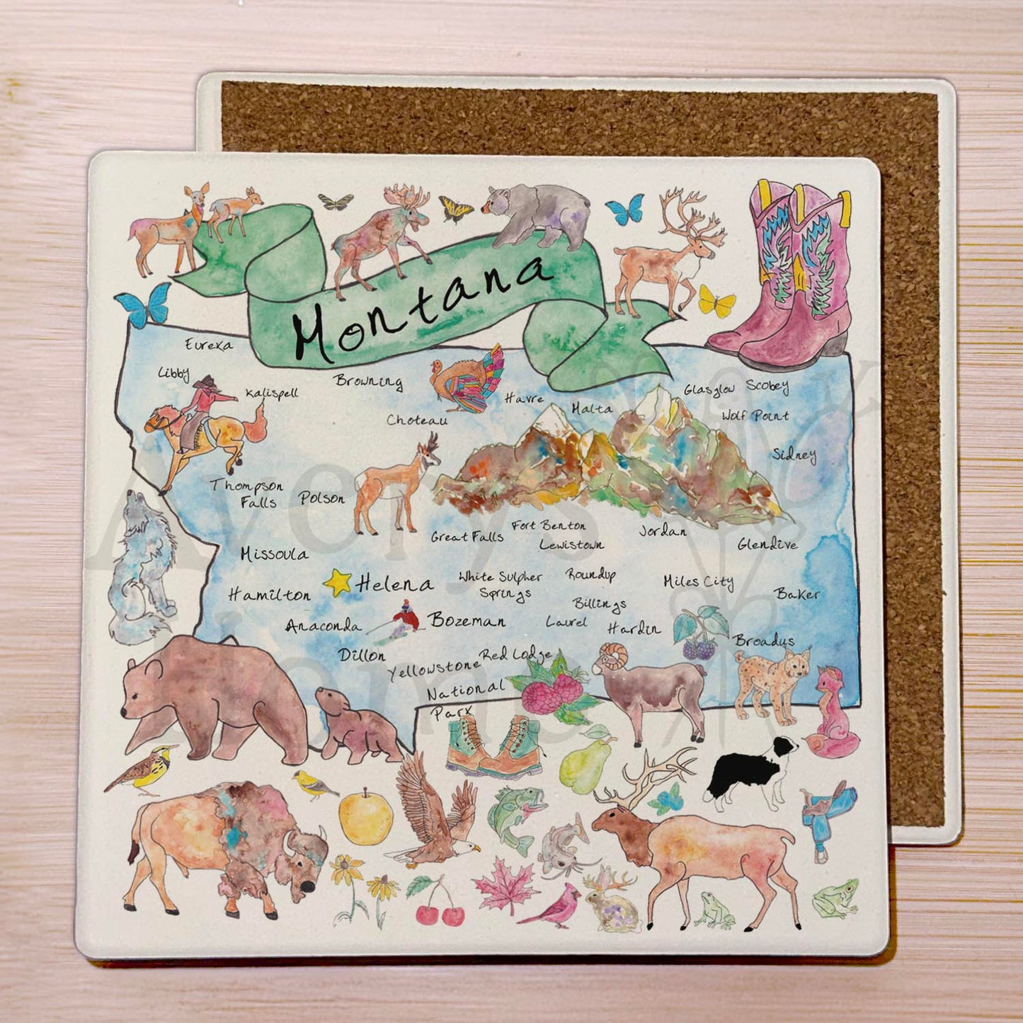 Montana Map  Stone Coaster