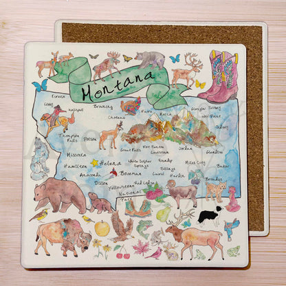 Montana Map  Stone Coaster