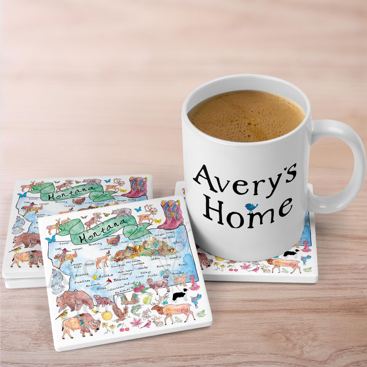 Montana Map  Stone Coaster