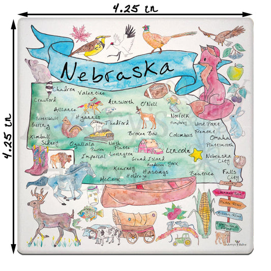 Nebraska Map Stone Coaster