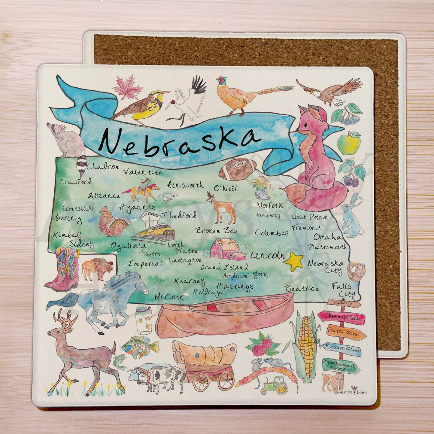 Nebraska Map Stone Coaster