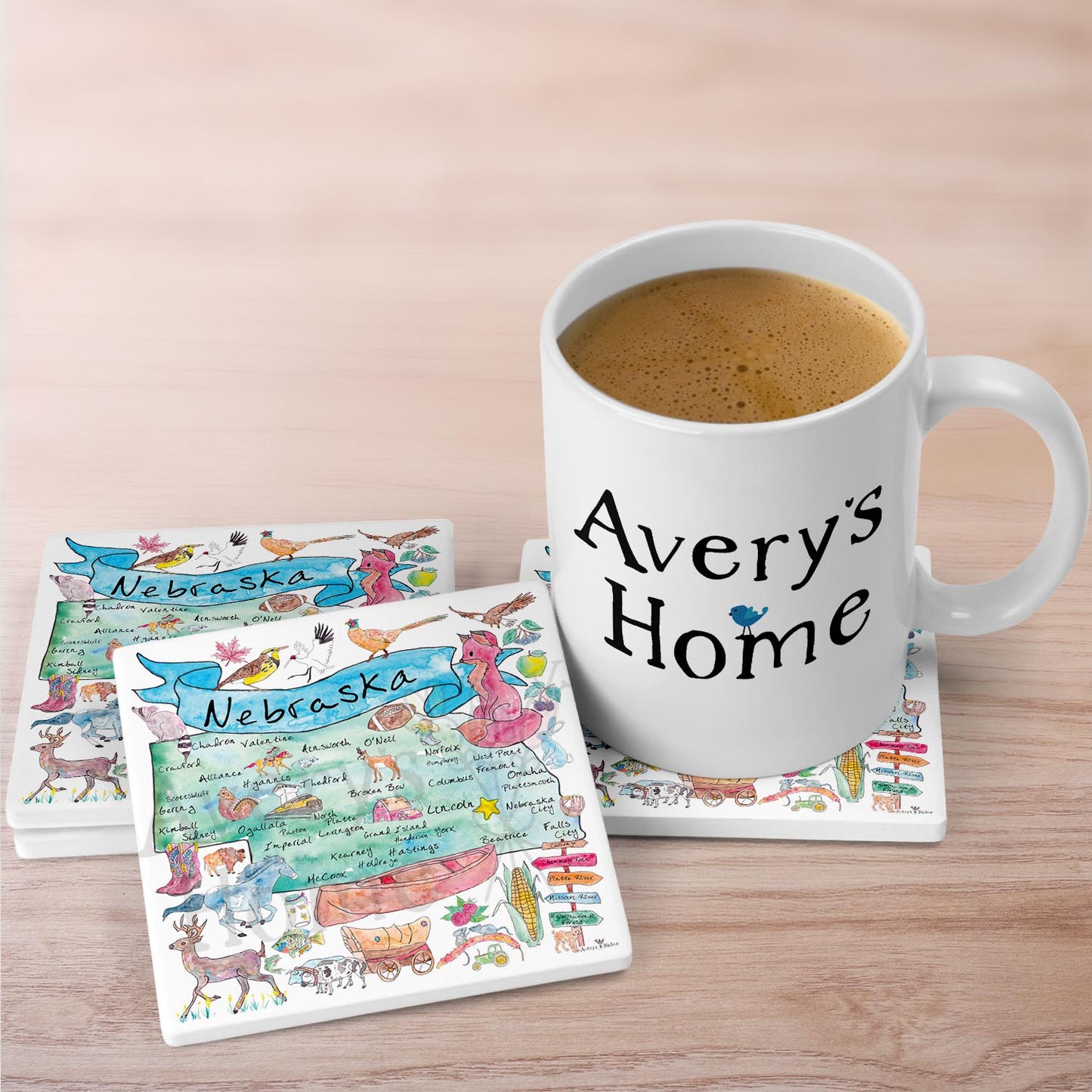 Nebraska Map Stone Coaster