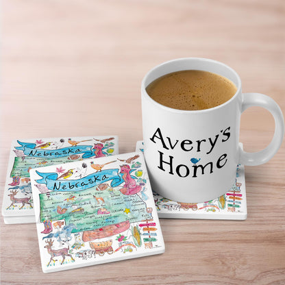 Nebraska Map Stone Coaster