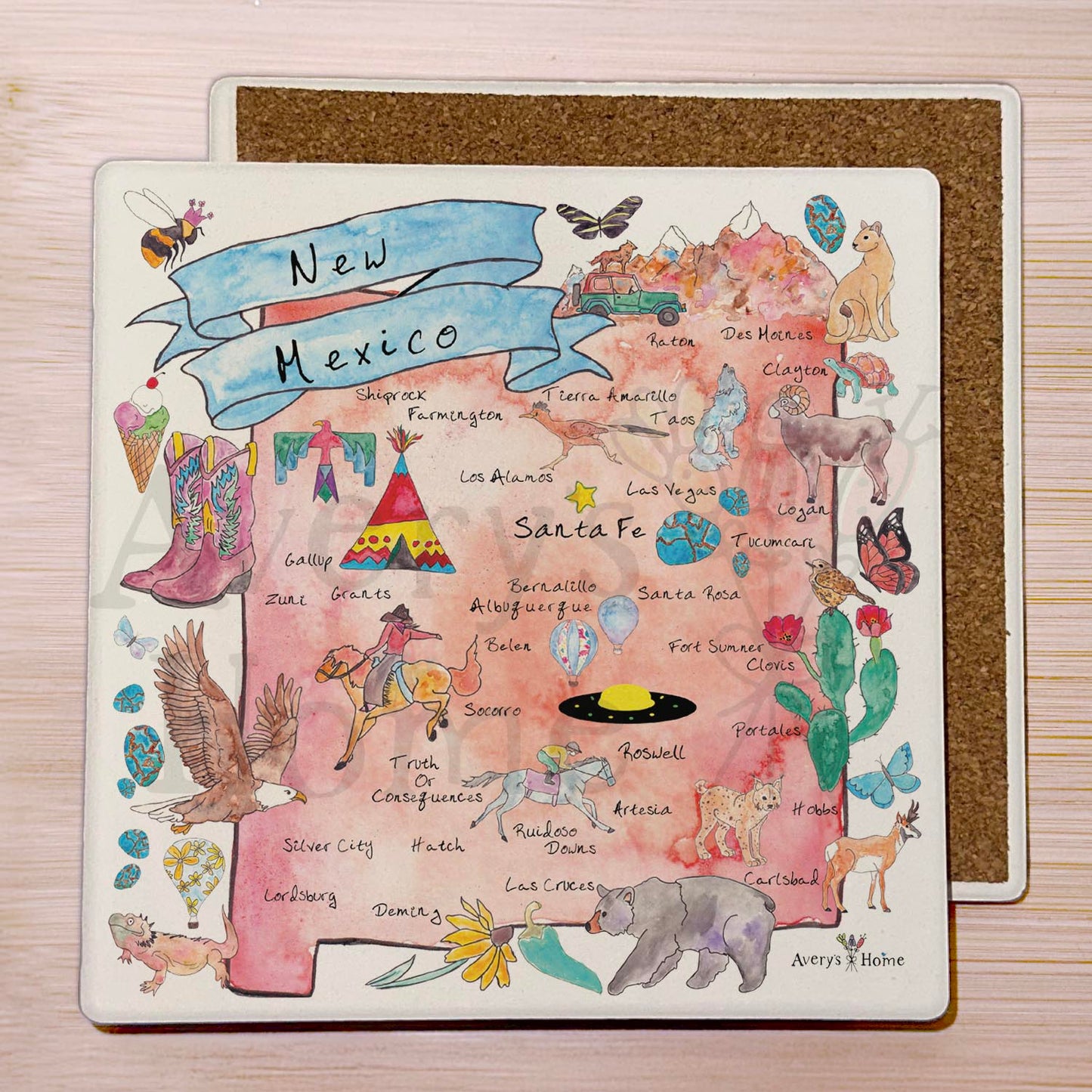 New Mexico Map  Stone Coaster