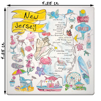 New Jersey Map  Stone Coaster