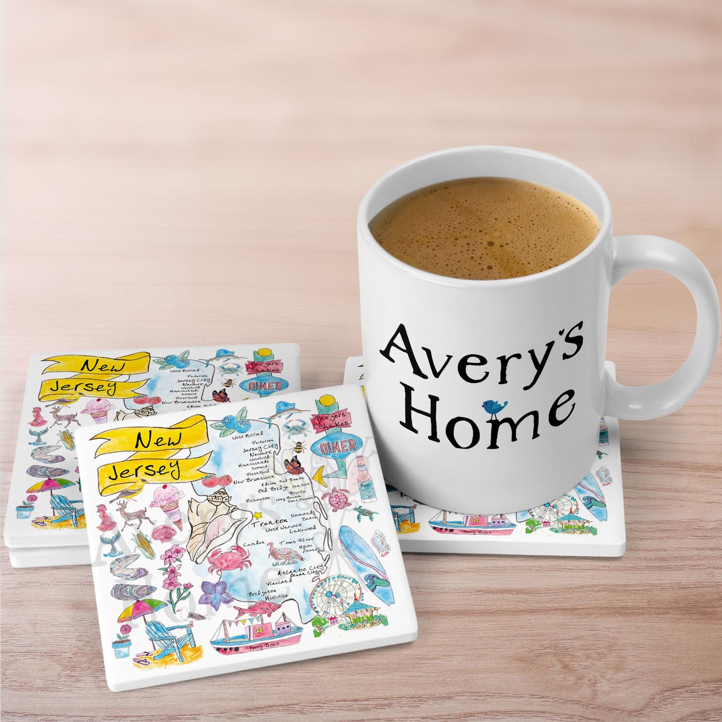 New Jersey Map  Stone Coaster