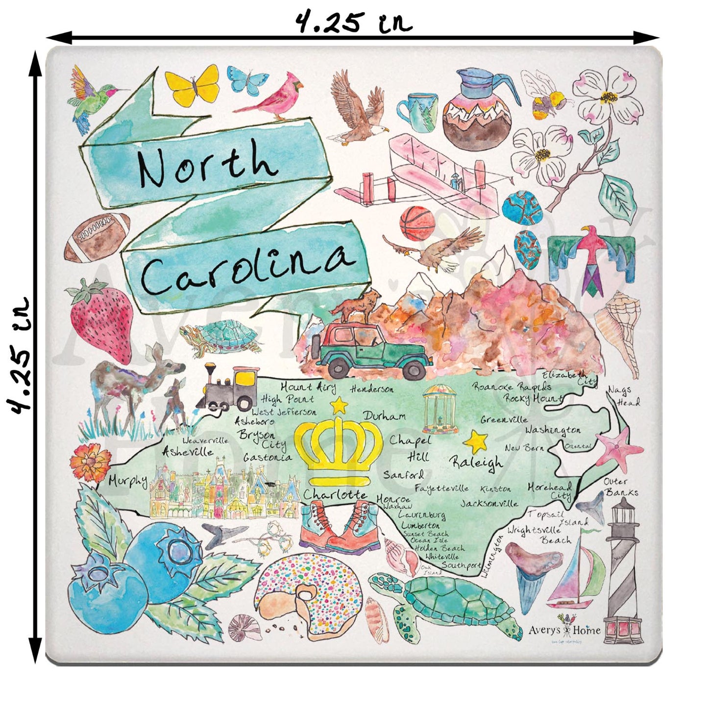 North Carolina Map Stone Coaster