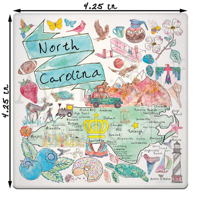 North Carolina Map Stone Coaster