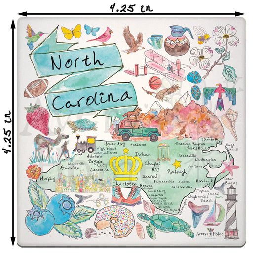 North Carolina Map Stone Coaster