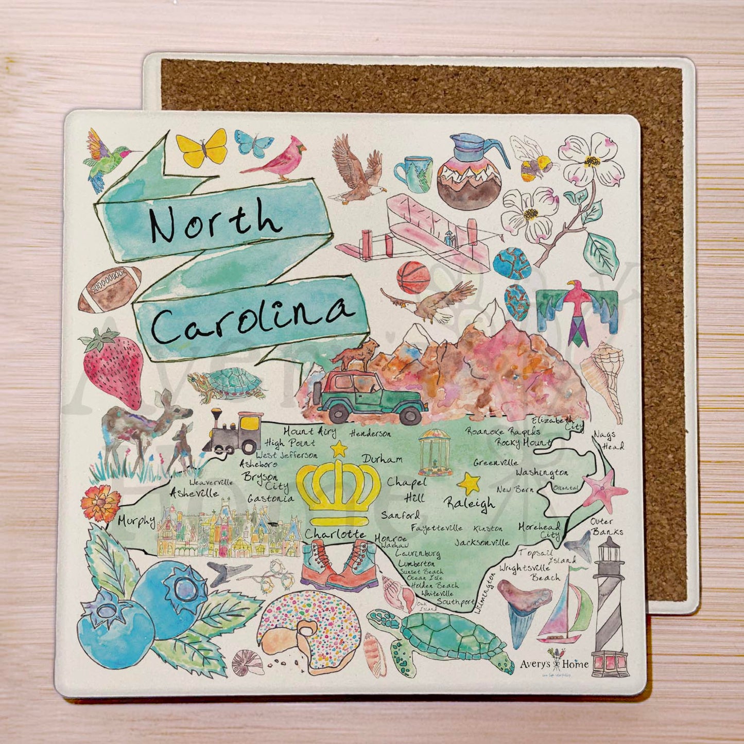 North Carolina Map Stone Coaster