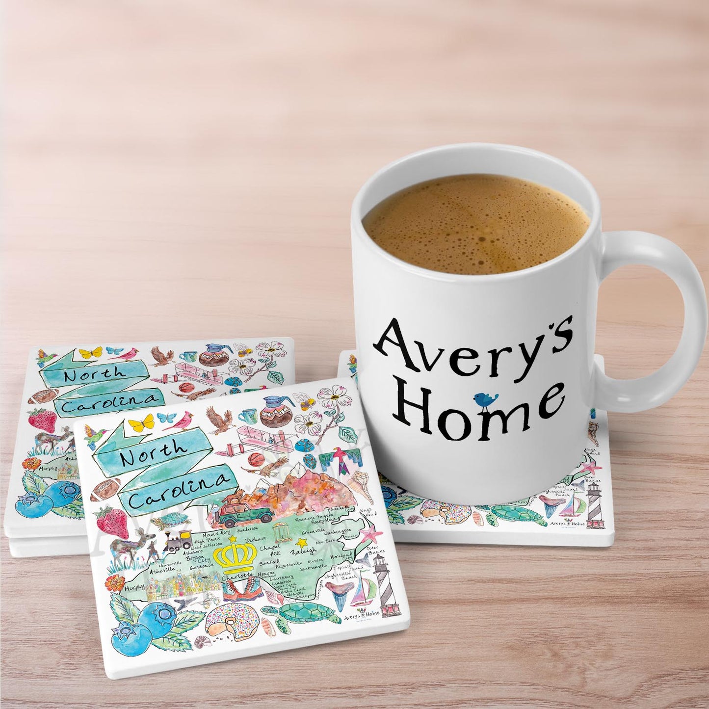 North Carolina Map Stone Coaster