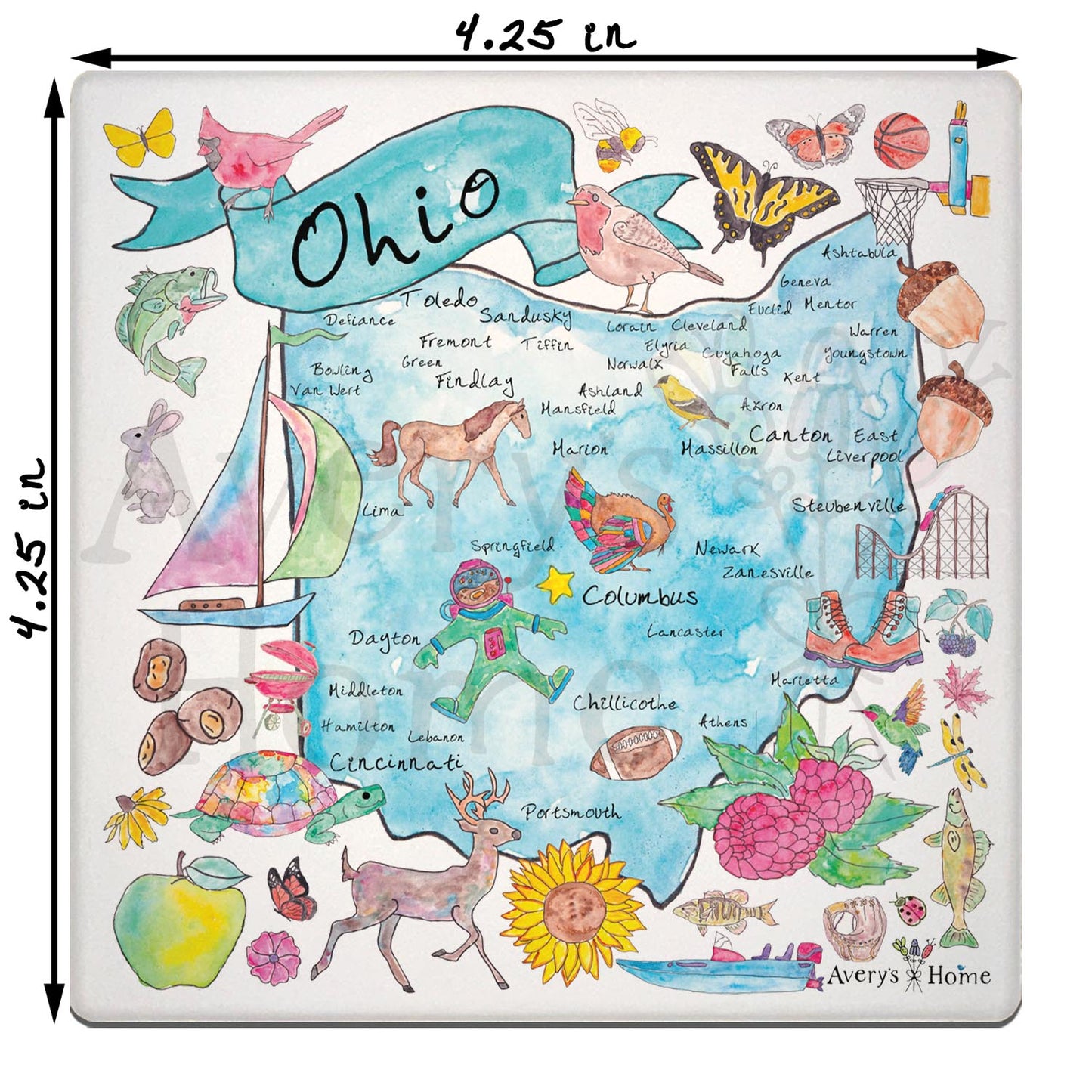 Ohio Map  Stone Coaster