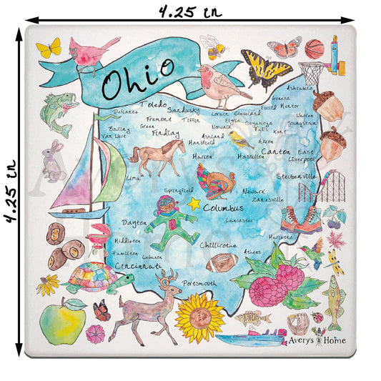 Ohio Map  Stone Coaster