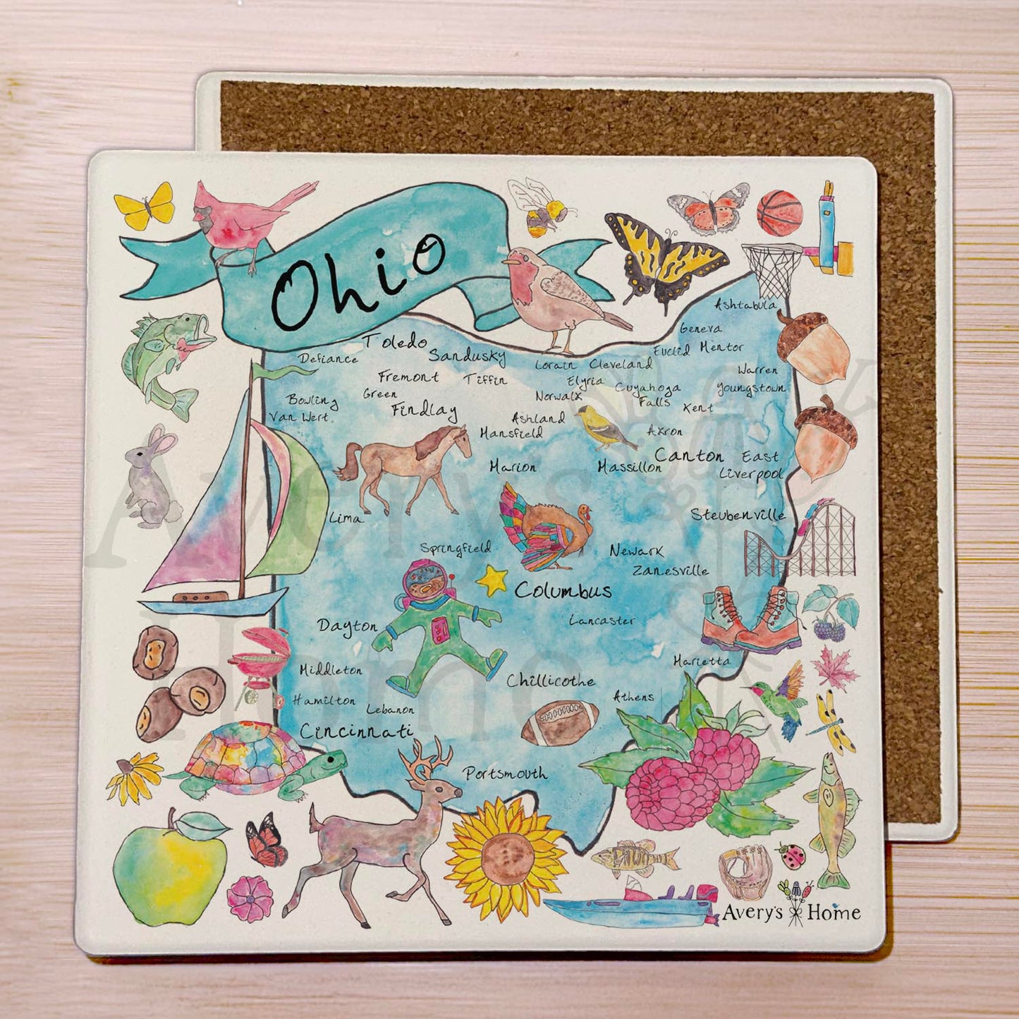 Ohio Map  Stone Coaster