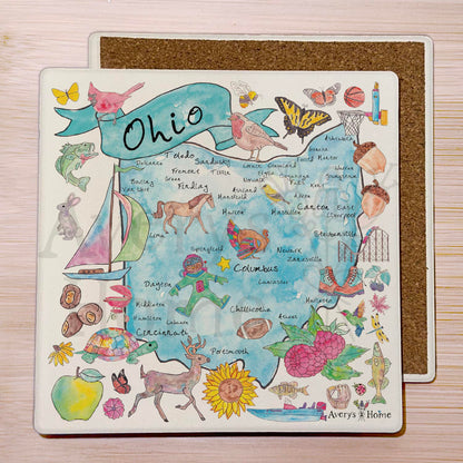 Ohio Map  Stone Coaster