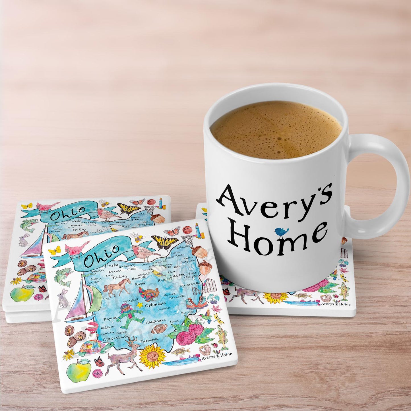 Ohio Map  Stone Coaster