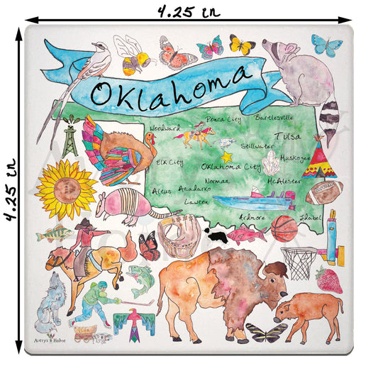 Oklahoma Map Stone Coaster