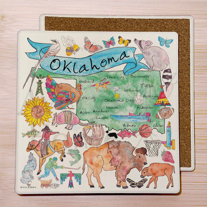 Oklahoma Map Stone Coaster