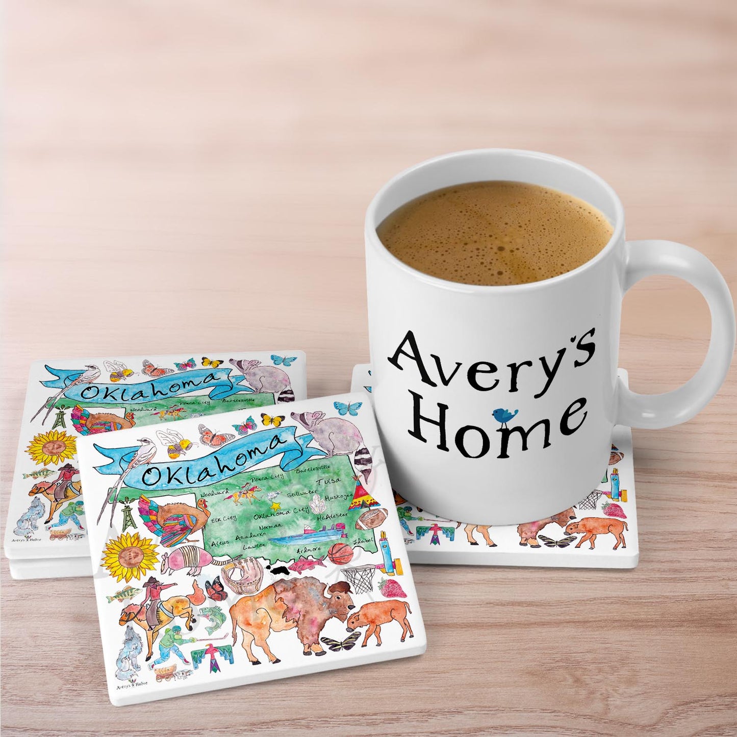 Oklahoma Map Stone Coaster