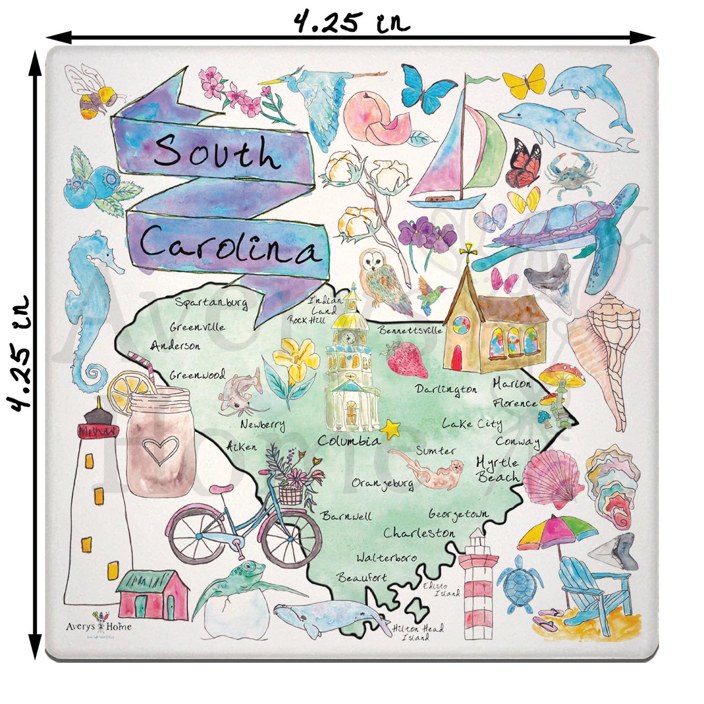 South Carolina Map Stone Coaster