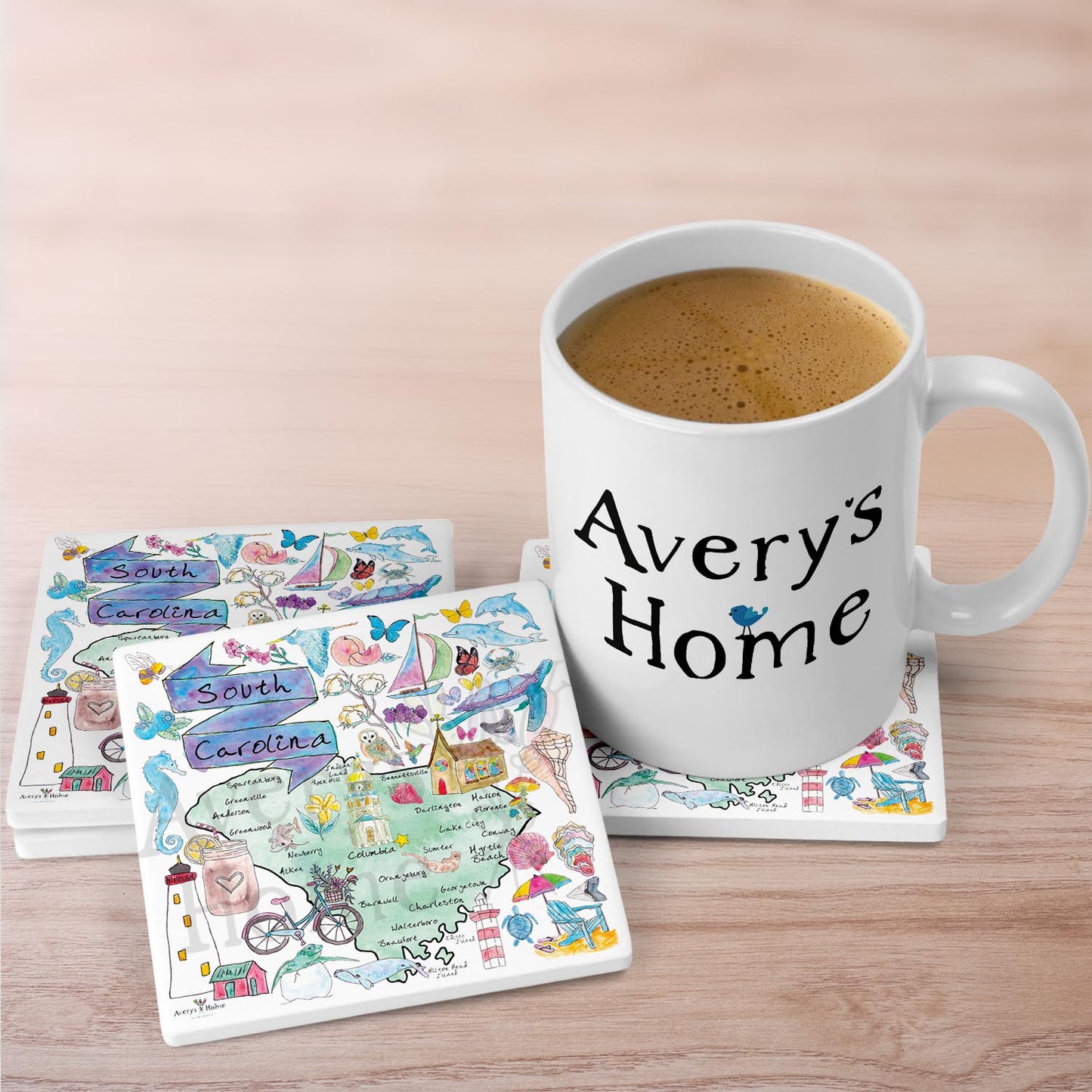 South Carolina Map Stone Coaster