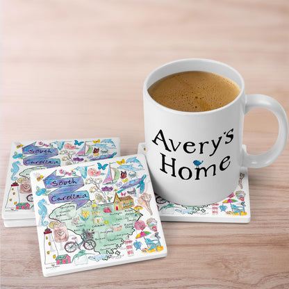 South Carolina Map Stone Coaster