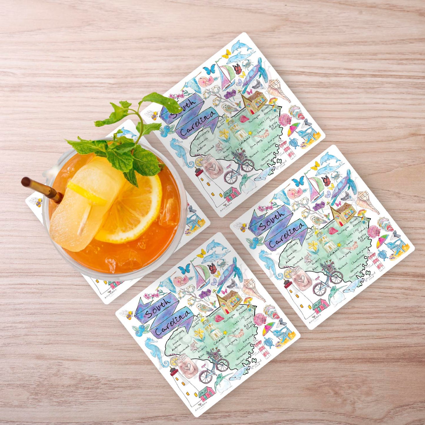 South Carolina Map Stone Coaster