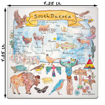 South Dakota Map  Stone Coaster