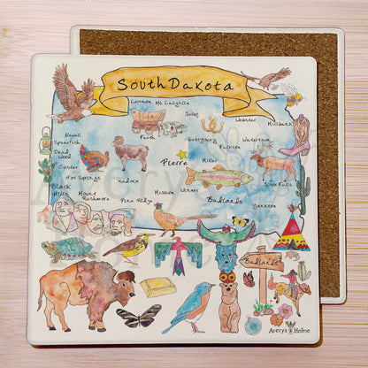 South Dakota Map  Stone Coaster