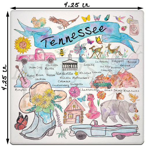 Tennessee Map  Stone Coaster
