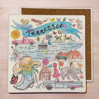 Tennessee Map  Stone Coaster