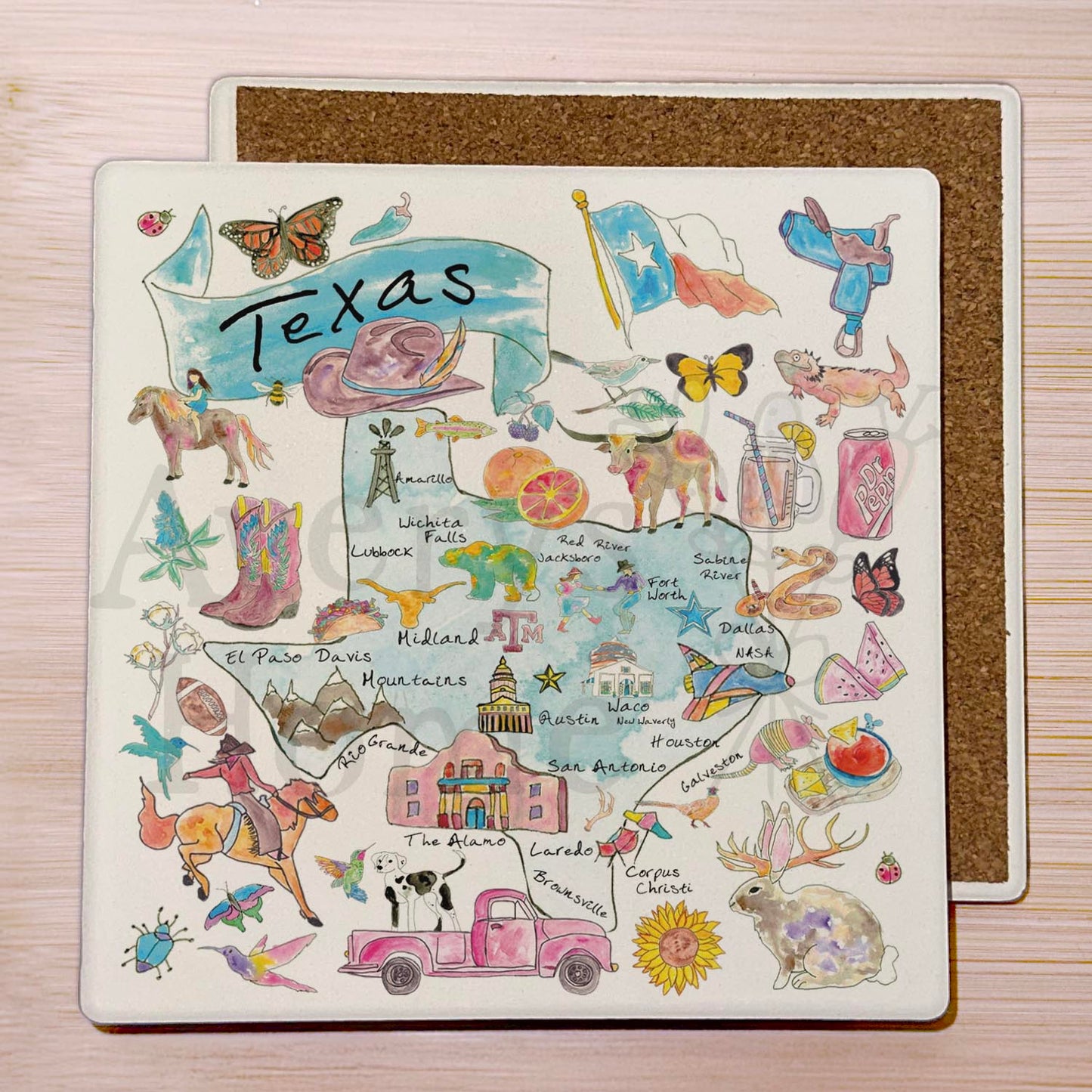 Texas Map Stone Coaster
