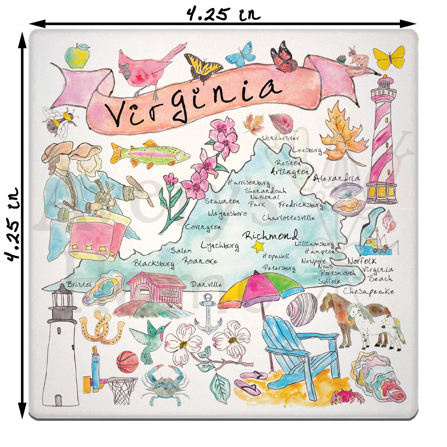 Virginia Map Stone Coaster