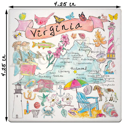 Virginia Map Stone Coaster