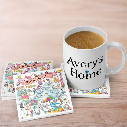 Virginia Map Stone Coaster