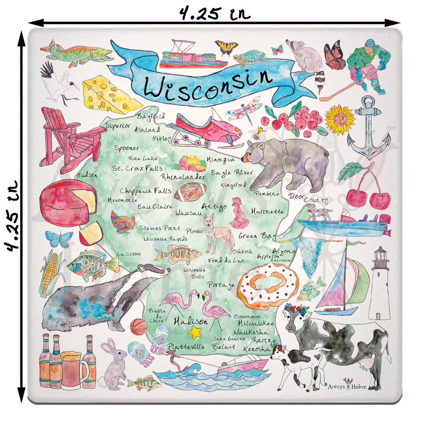 Wisconsin Map Stone Coaster