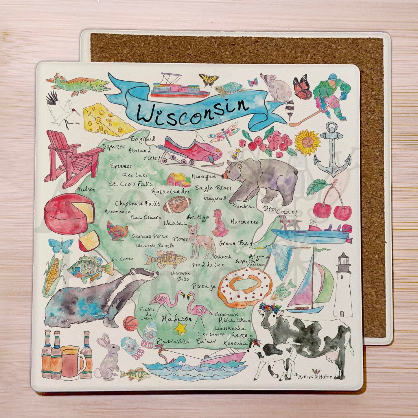 Wisconsin Map Stone Coaster