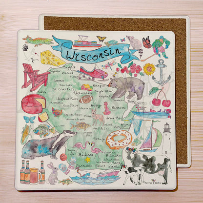 Wisconsin Map Stone Coaster