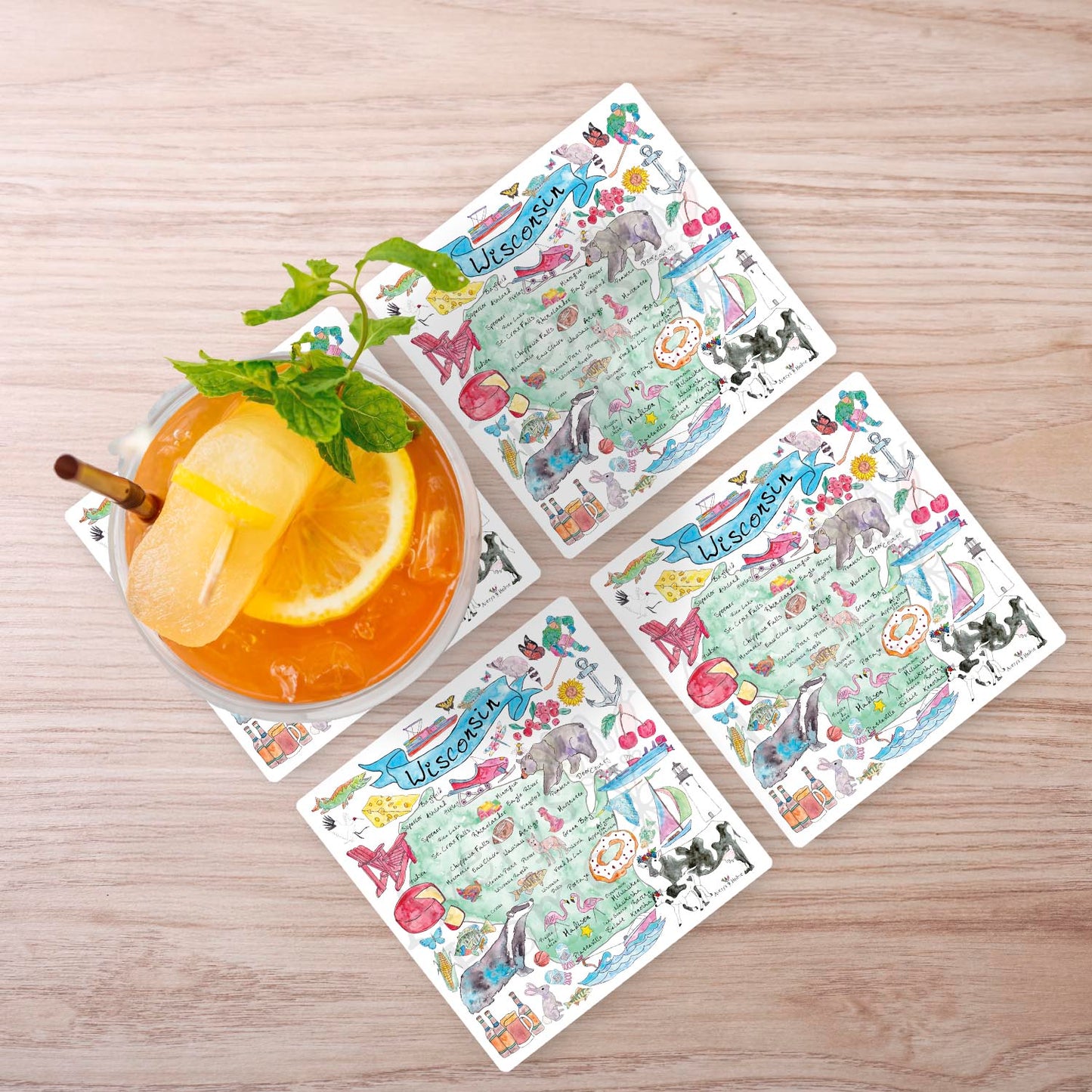Wisconsin Map Stone Coaster